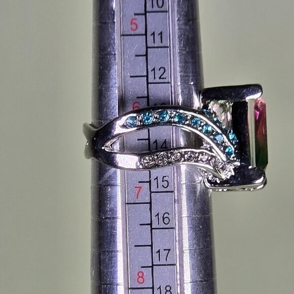 Rainbow CZ Ring With Multi-Color Accents Size 6.25‎ (NWOT) - Picture 7 of 7